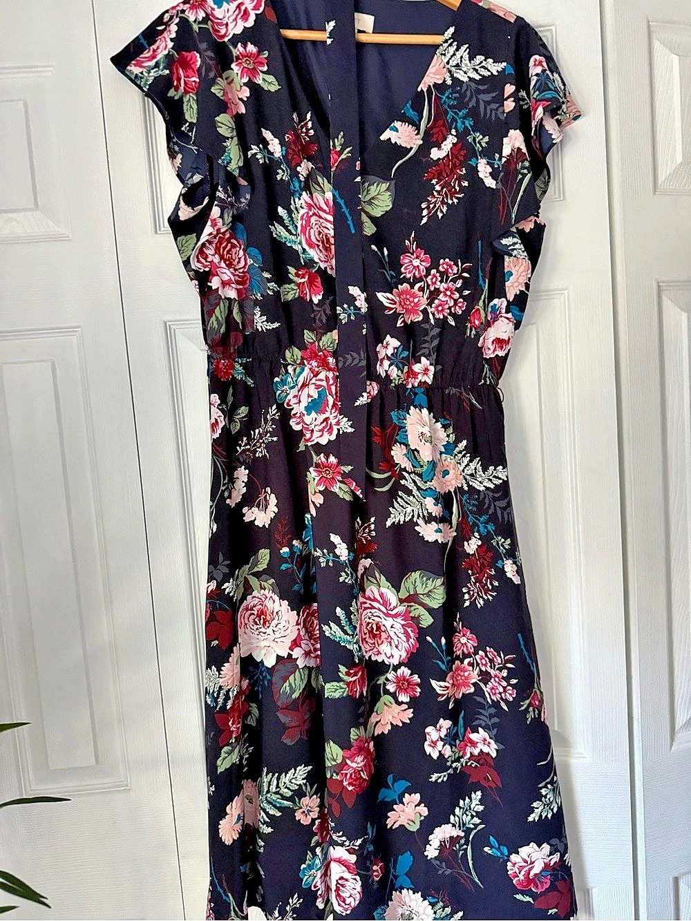 LOFT Floral Maxi Dress in Blue & Pink Size Large